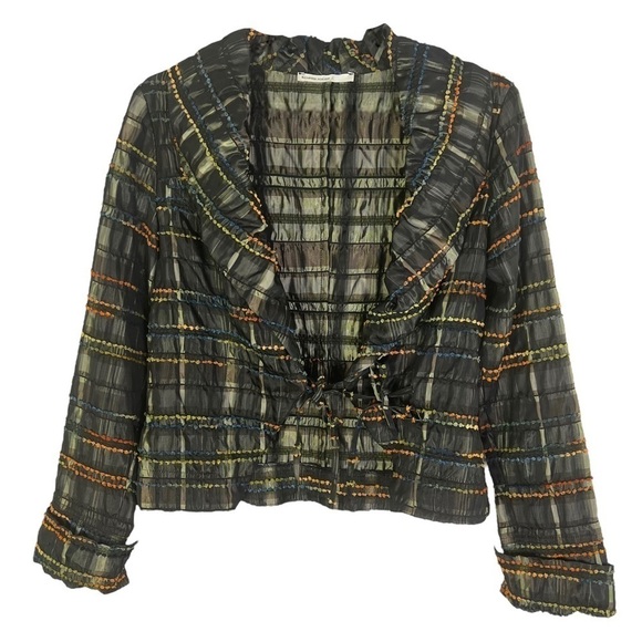 ALEXANDER MCQUEEN 1995 GREEN JACKET MULTICOLOUR STRINGS VINTAGE MADE IN ITALY 40 - Picture 3 of 17